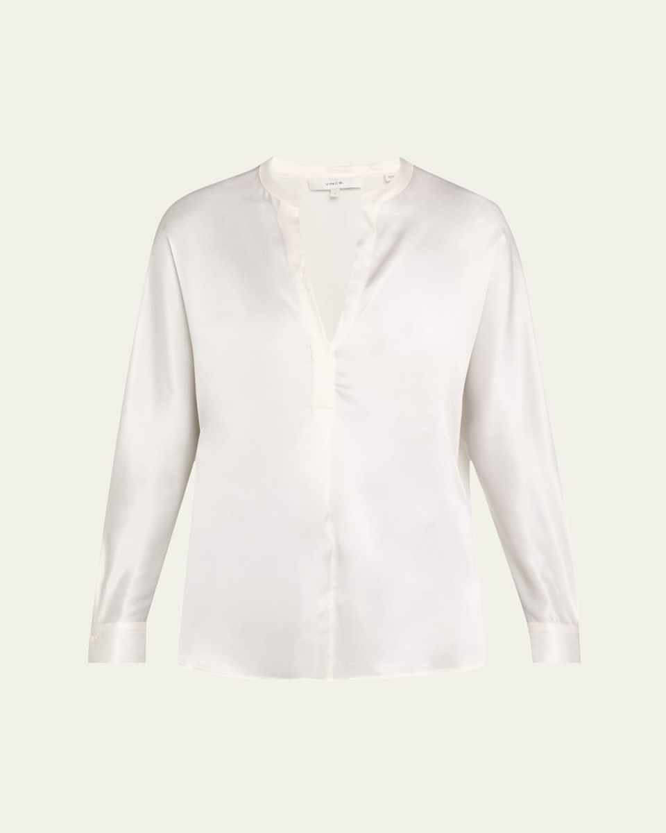 Silk Band-Collar Blous
